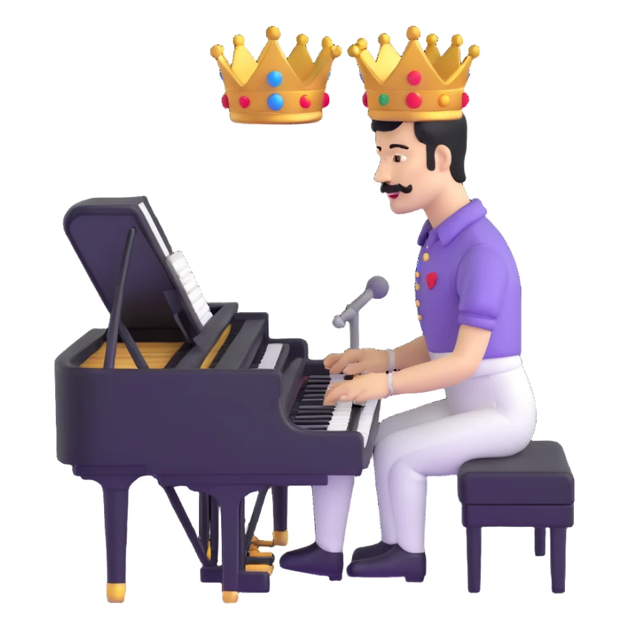 Freddie Mercury wearing crown playing piano sticker
