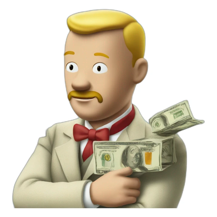 Tintin with much money sticker