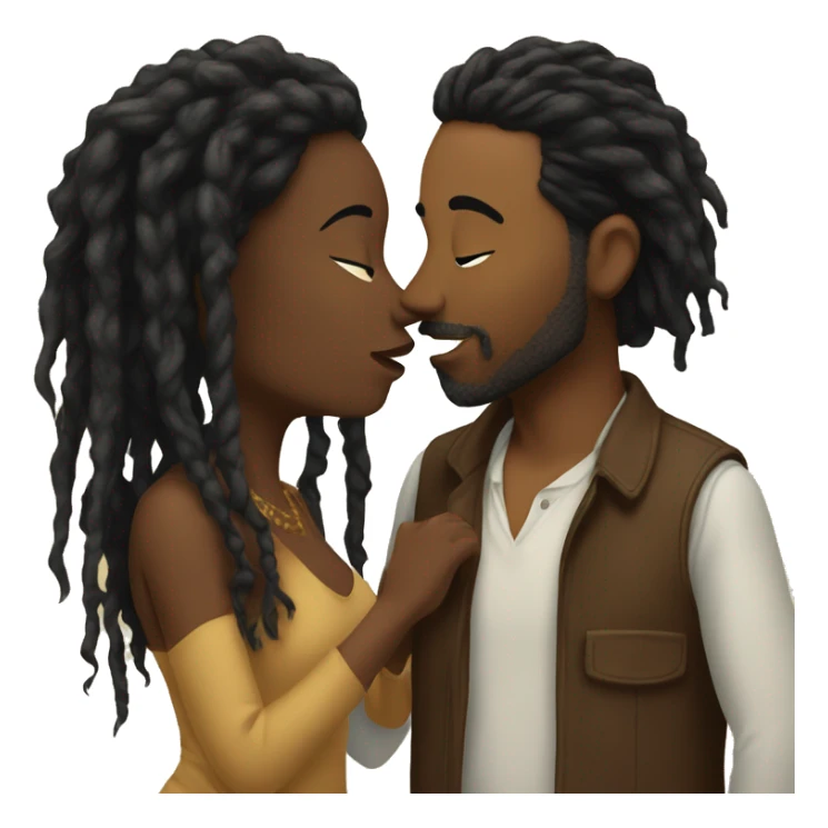 Man with dreadlocks kissing brown women with black hair sticker