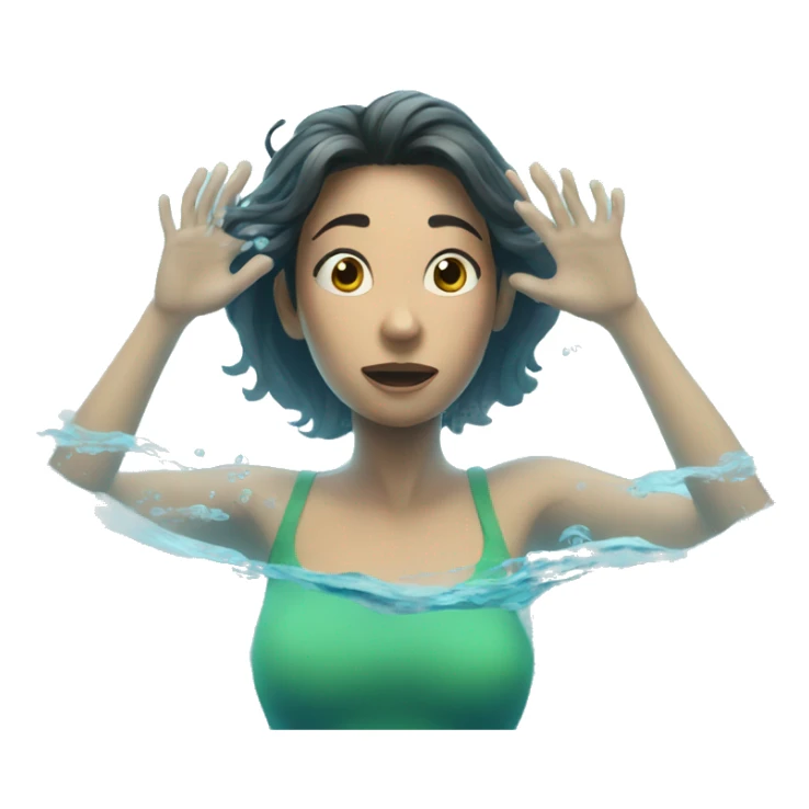 cartoon woman disappearing under the water sticker