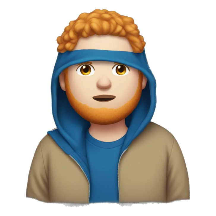 fat, ginger streamer named caseoh wearing a blue hoodie emoji sticker