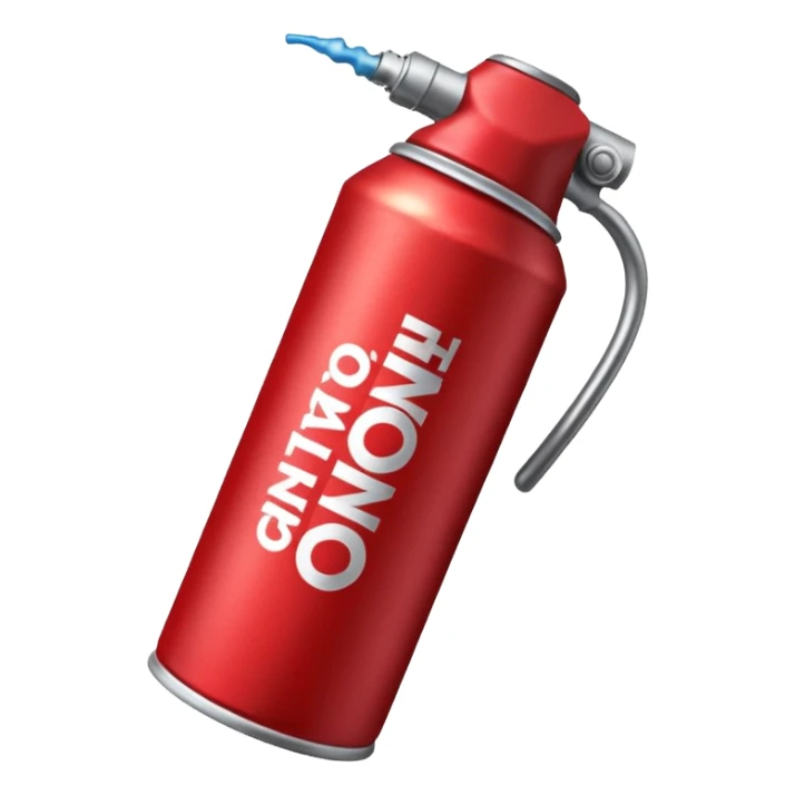 red spray can that says the following specific words *Anti-cornball spray* on it sticker