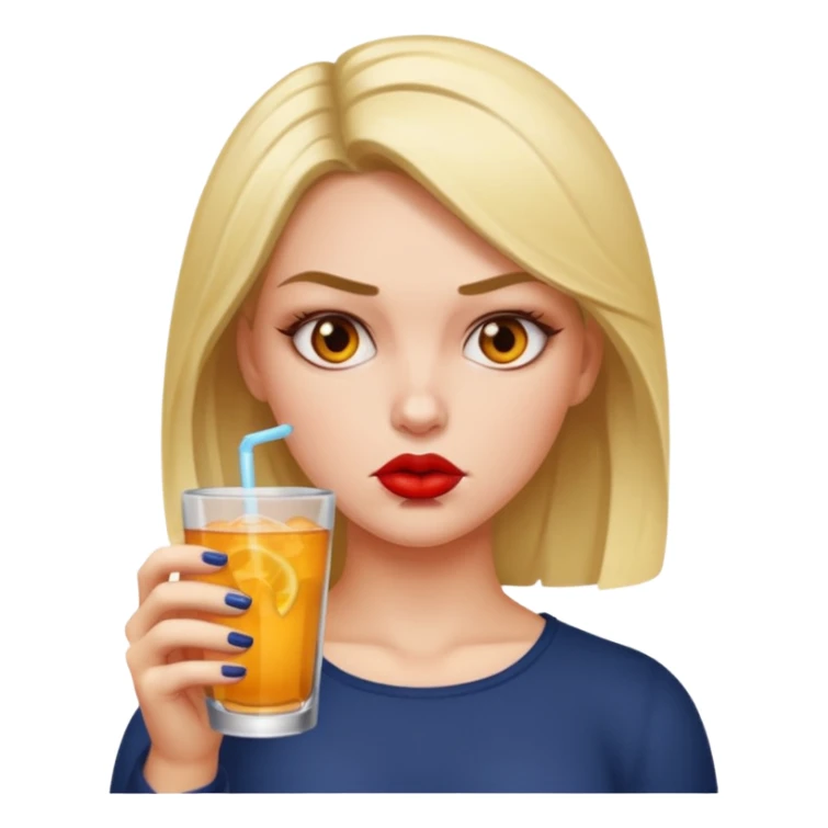 Hot girl sipping a drink looking mean sticker