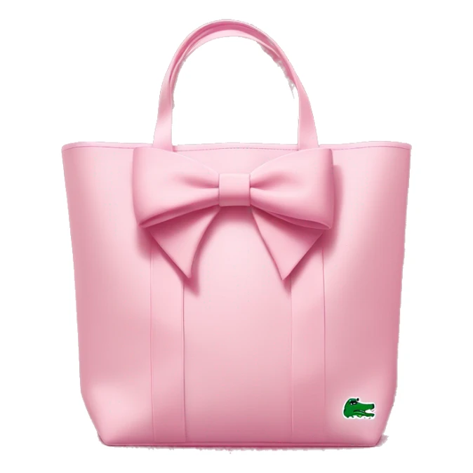 pink lacoste tote bag with one white bow on left side of the bag  sticker