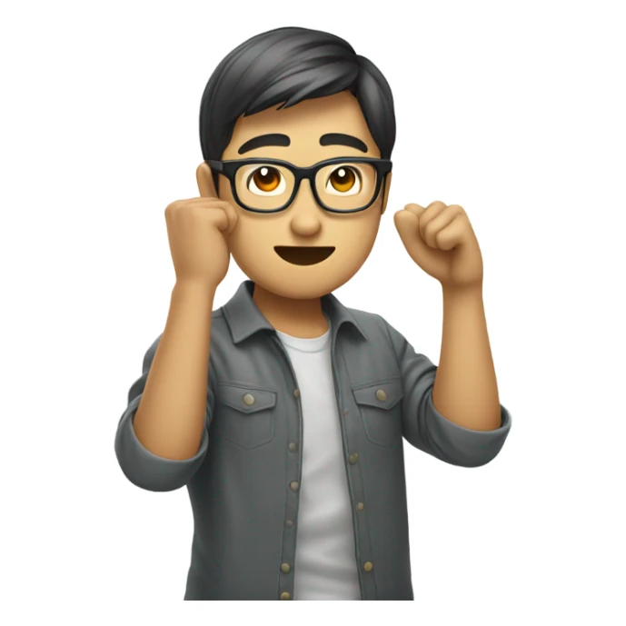 Dabbing as a tech worker that is asian and has glasses sticker