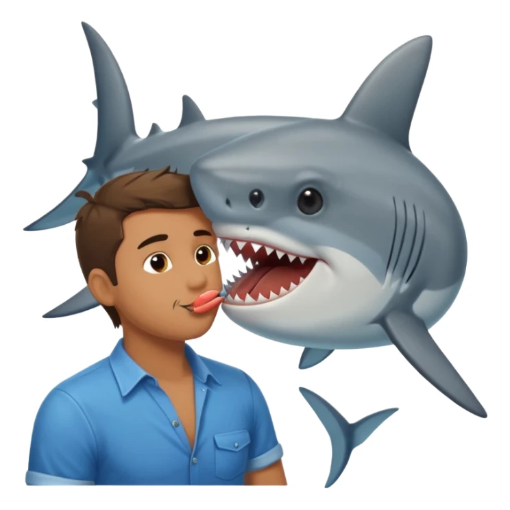 Man kissing a shark sticker
