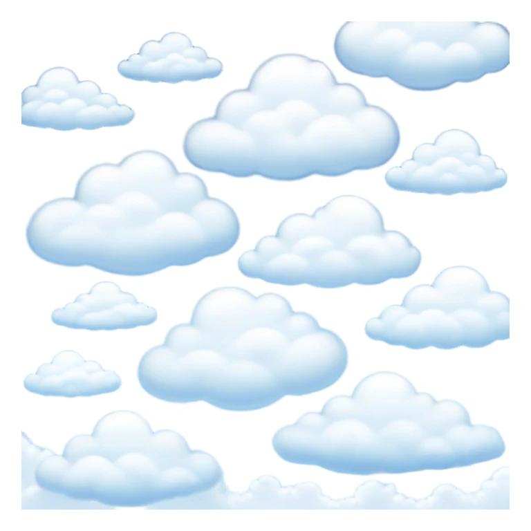 Cinematic Realistic Clouds Emoji, Fluffy and soft, with gentle, swirling white clouds floating effortlessly in a deep blue sky. The clouds drift lazily across the horizon, casting shadows and playing with the light in a peaceful and dreamy way. Soft glowing outline, capturing the essence of calm, serenity, and endless sky in a dreamy cloudscape! sticker