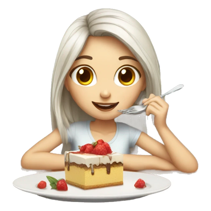 White skin girl eating desert on a table sticker