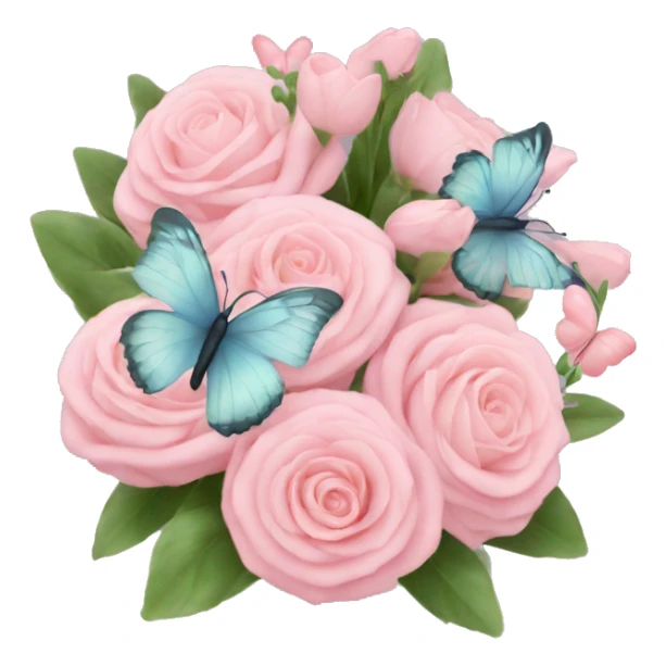 pastel pink bouquet with butterflies sticker