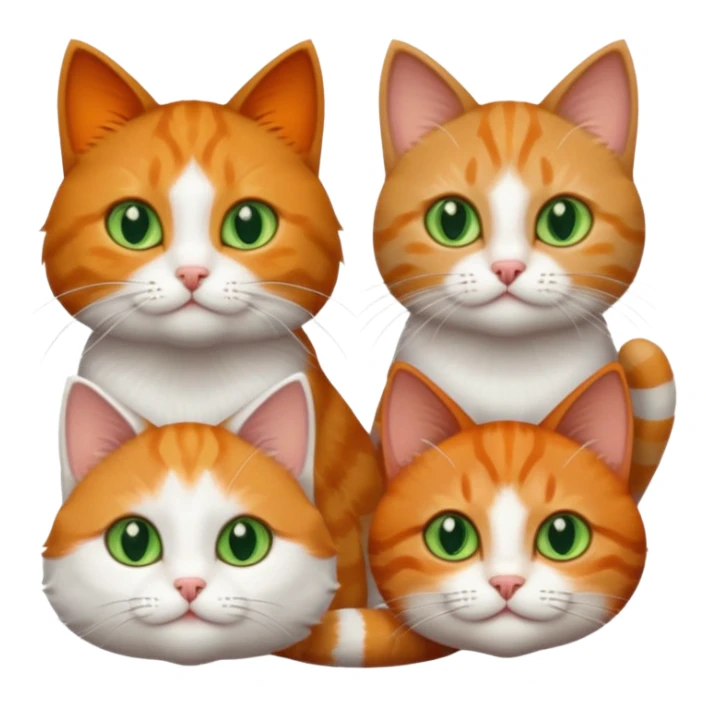 3 tiny different coloured short haired cats including a dark grey and white cat with green eyes, a ginger and white with orange eyes and a brown tabby and white with hazel eyes sticker