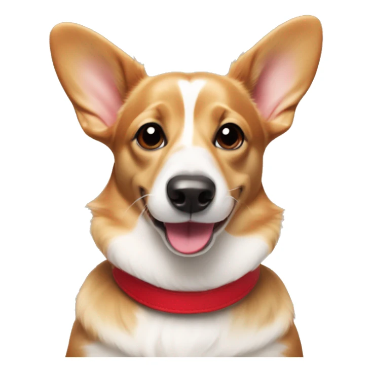 Wiener dog/corgi face tan and white, with red collar  sticker