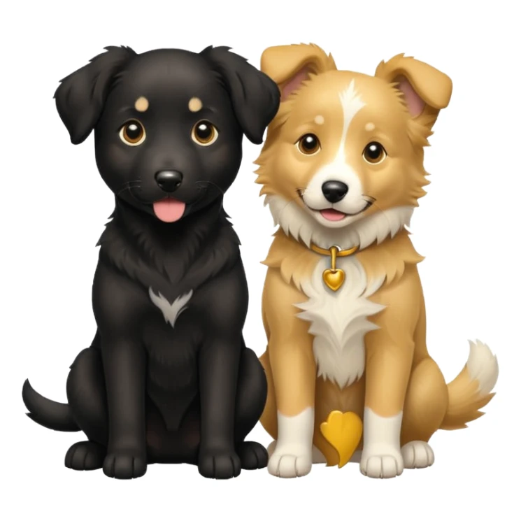 Black puppy Labrador and gold collie puppy sticker