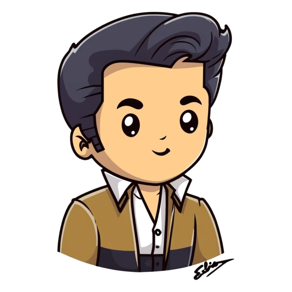 Elvis Presley with his signature look, portrait from chest up sticker