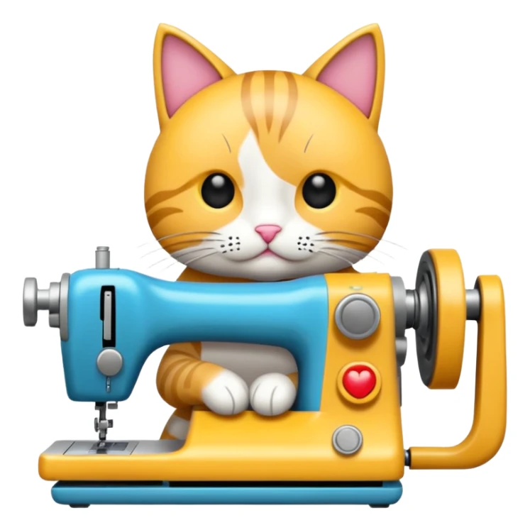 gato cosiendo en una maquina de coser sticker