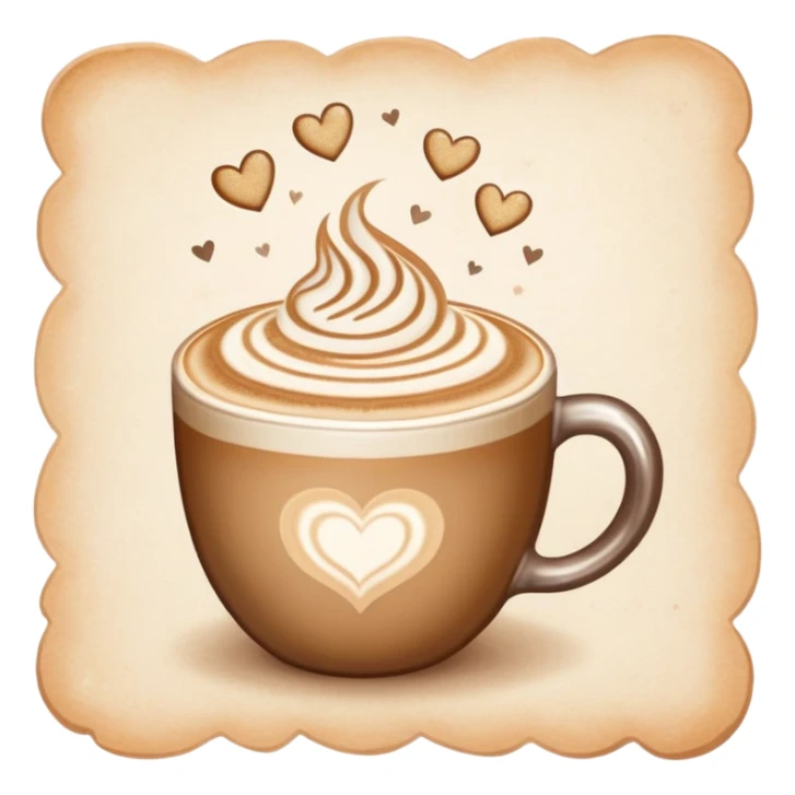 "Cute number 0 made from a latte ring stain on parchment paper, soft coffee tones, aesthetic doodle style, pastel background, sparkles and hearts, cozy coffee shop vibe"

 sticker