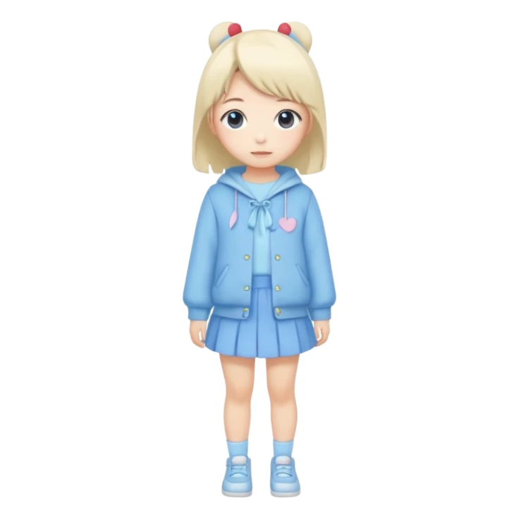 Kawaii girl Japanese full body blue pastel sticker