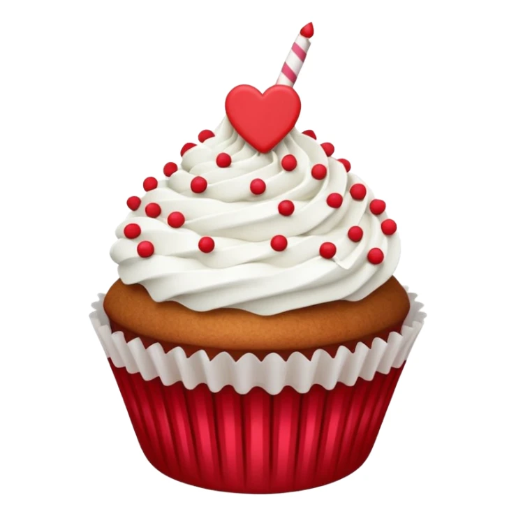 Valentine’s Day themed cupcake with white icing and sprinkles sticker