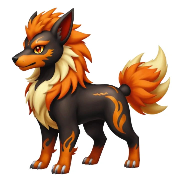 Shiny Exotic Gothic Houndoom-Arcanine-Pokémon-Fakémon-hybrid-creature sticker