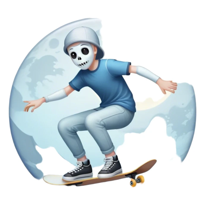  ghost skater boi ghost sk8 boarding under a moon sticker