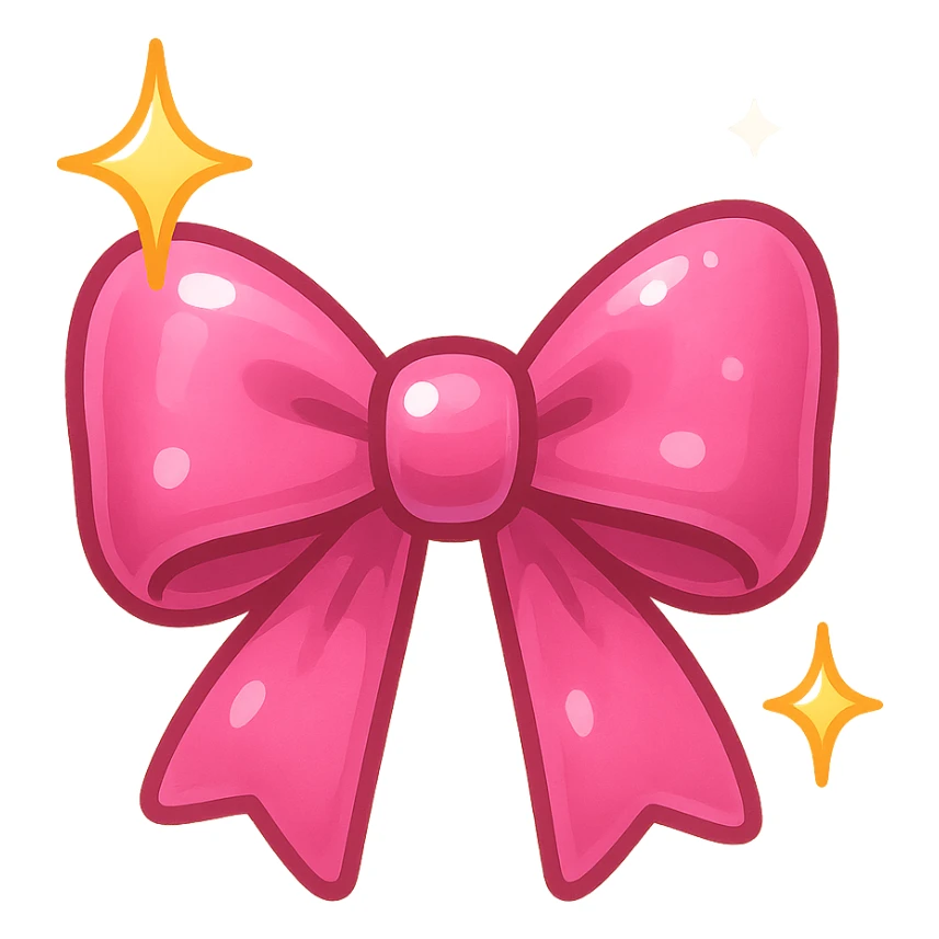 new bow emoji, cute and shiny, with sparkles sticker