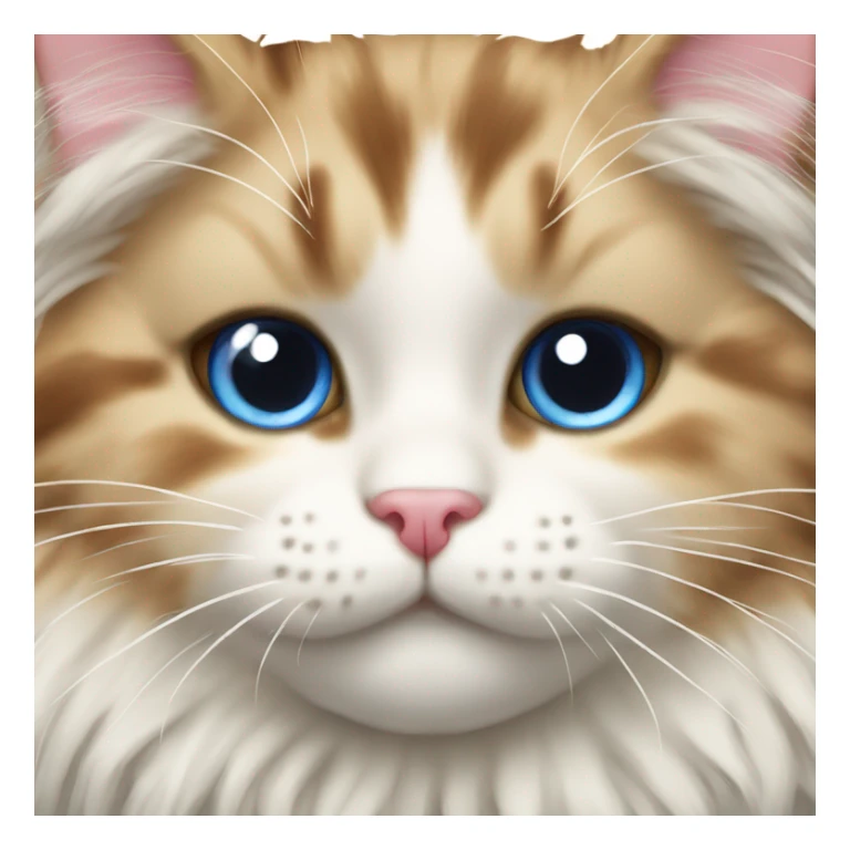 Fluffy Rag doll cat with a tabby cat pretty face sticker