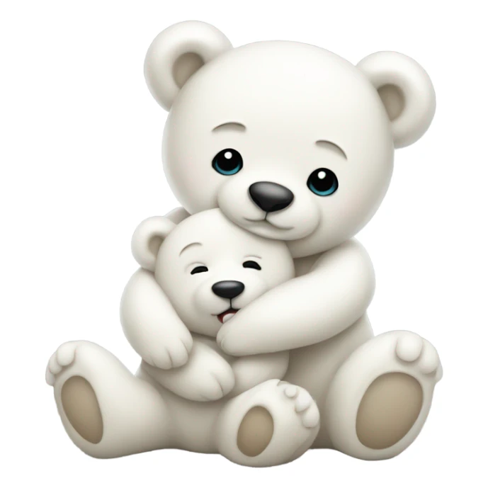 Happy white momma teddy bear hugging a happy white baby bear sticker