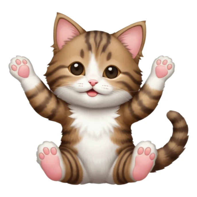dark brown tabby and white kitten in funny positions upside down with eyes closed sticker