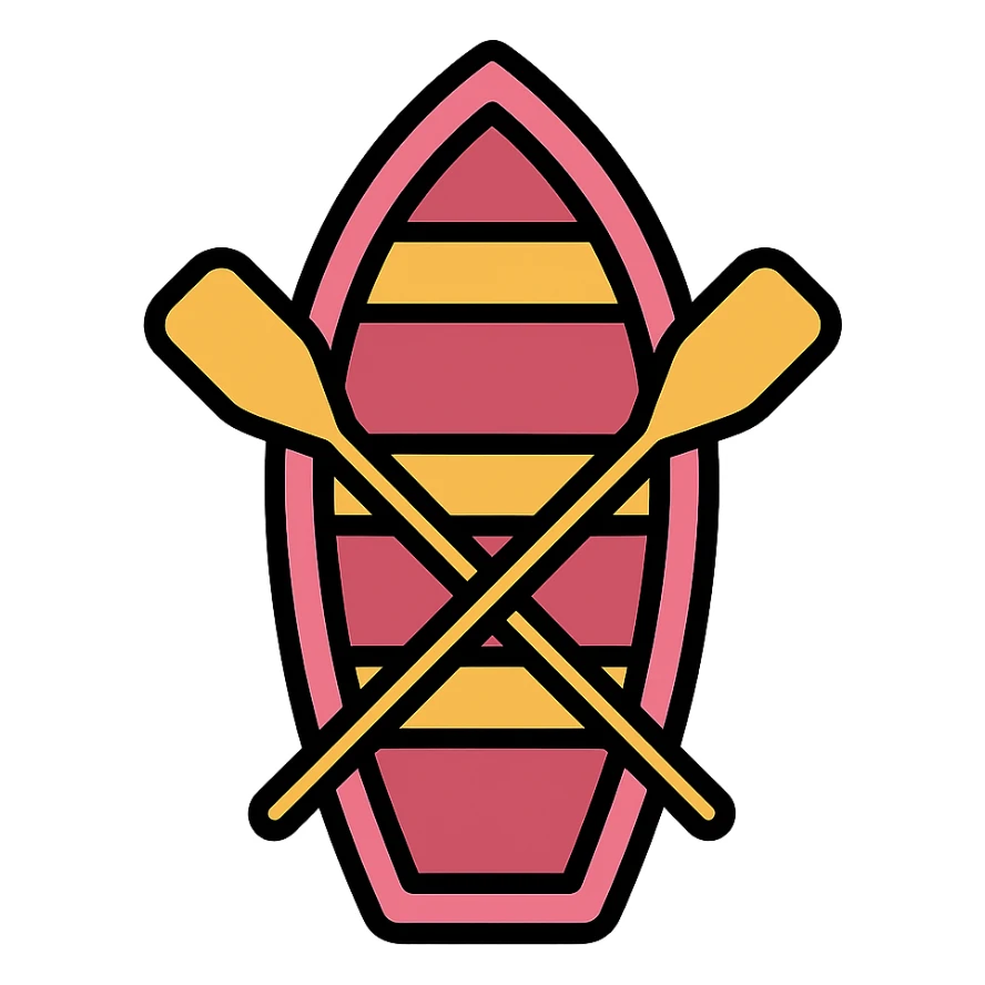 classic pink wooden rowing boat sticker