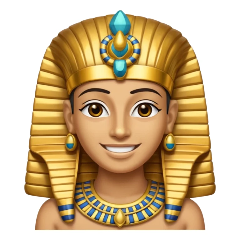 Tutankhamun with golden headdress, emoji style sticker