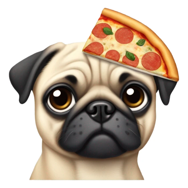 Black and gray Eurasian pug eating pizza sticker