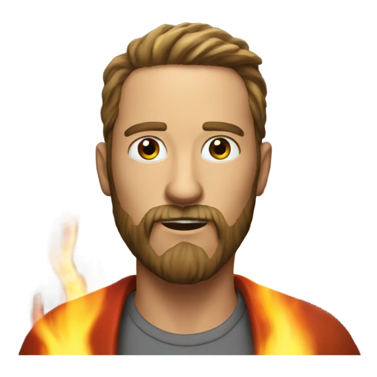 realistic male with beard with fire coming out of mouth sticker