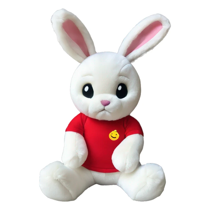 Cute Jellycat rabbit toy wearing red tshirt sitting  sticker