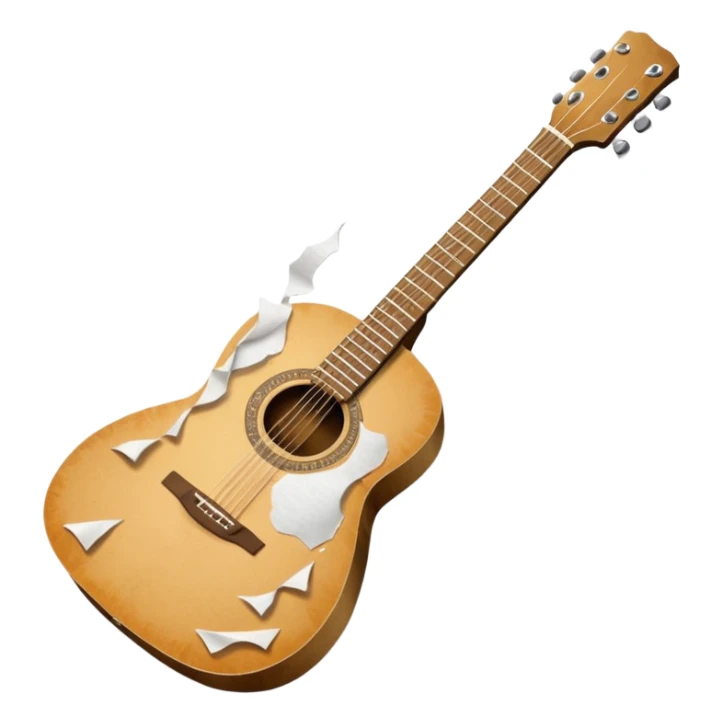 paper acoustic guitar with white paper tears & rips across it sticker
