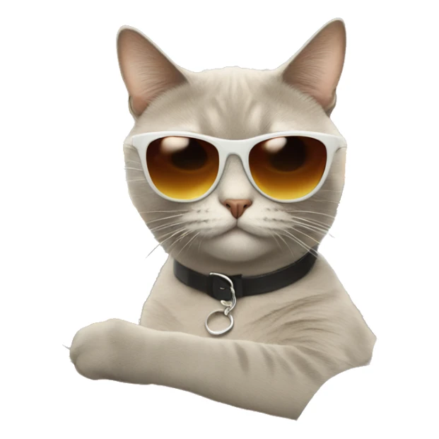 Cat with sunglasses and an coupe with orange juice  sticker