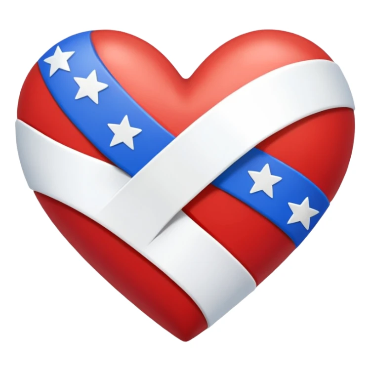 Patriotic heart white ribbon and gold stars sticker