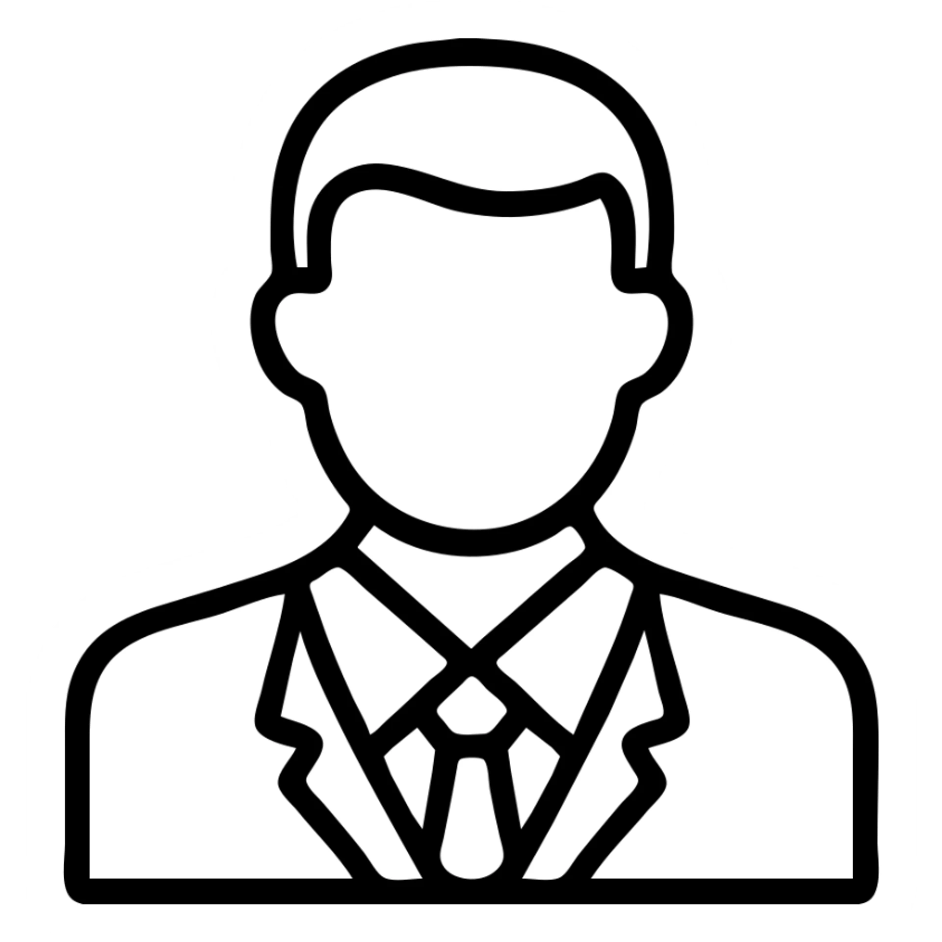 icon of a man with green eyes, suit and tie, minimalist style sticker
