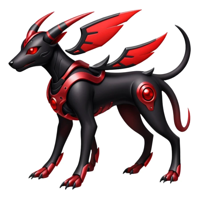 Shiny Gothic Exotic Futuristic Houndoom-Genesect-Pokémon-Fakémon-hybrid-creature sticker