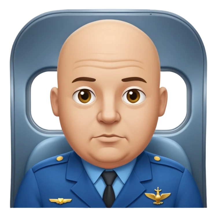 bald a bit fat man in a blue uniform on a bombing plane sticker