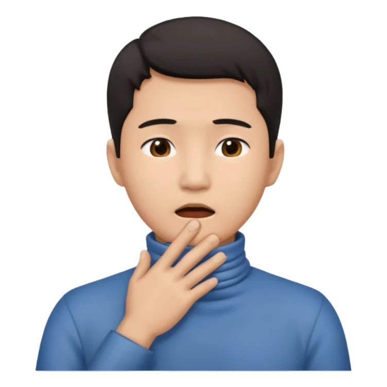 an asian man with his hands on his throat sticker