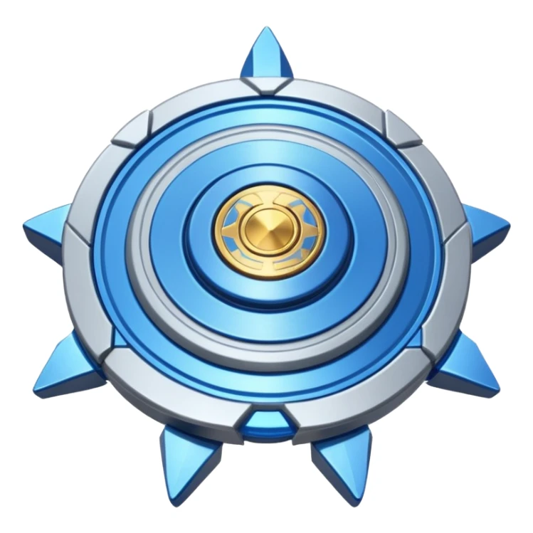 A blue Beyblade with 3 pointed blades like Victory Valtryek sticker