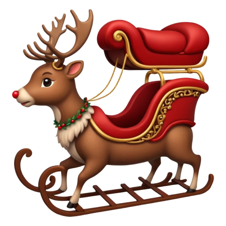 cute reindeer and sleigh sticker