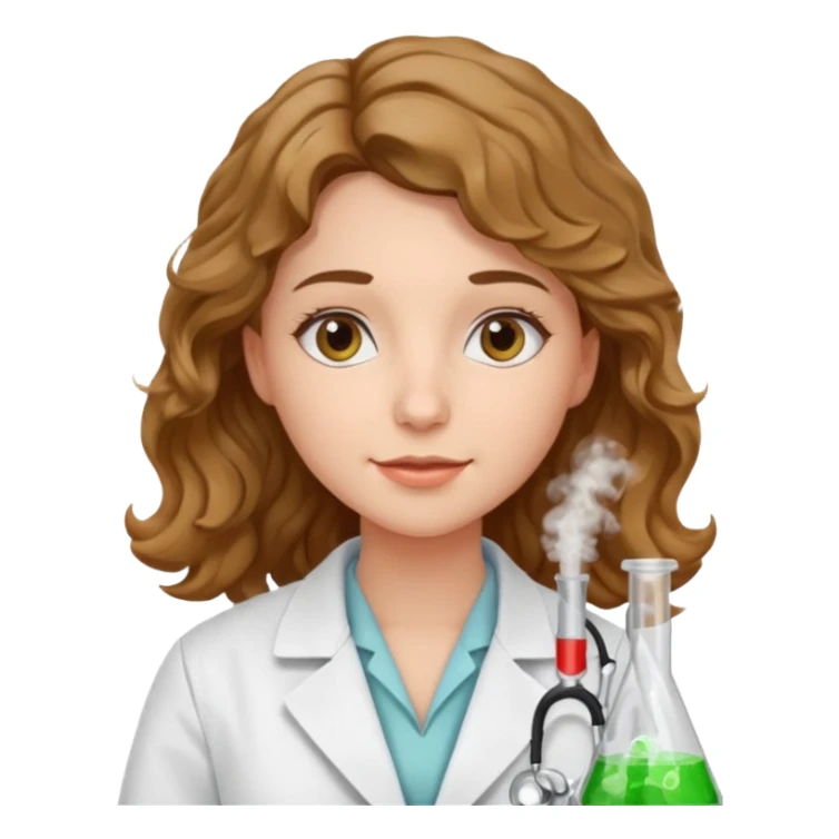 young women pharmacist studying science, wavy hair sticker