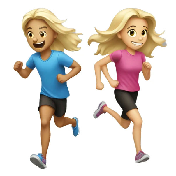 two blonde girls running after brunette boys sticker