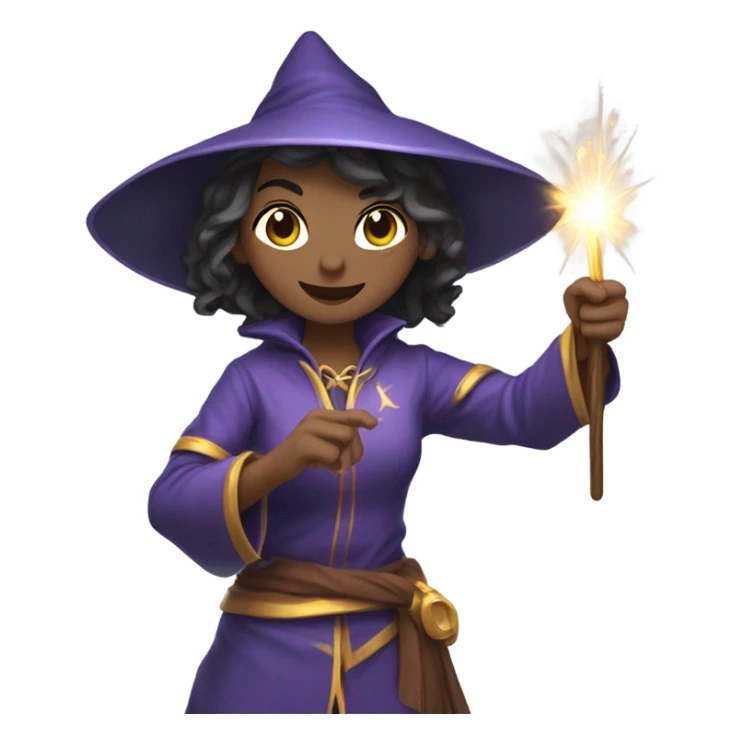 Female Mage Athlete grabbing a wand with one hand smiling sticker