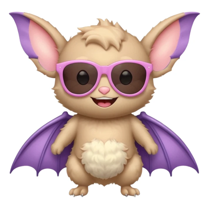 cute pastel bat with sunglasses, full body sticker