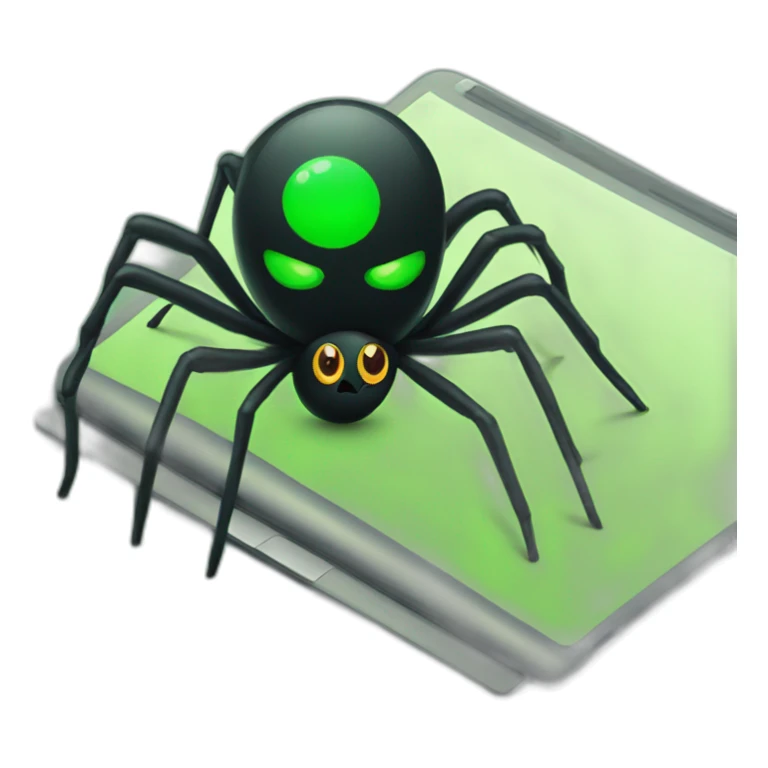 Evil black spider with green lines and laptop sticker