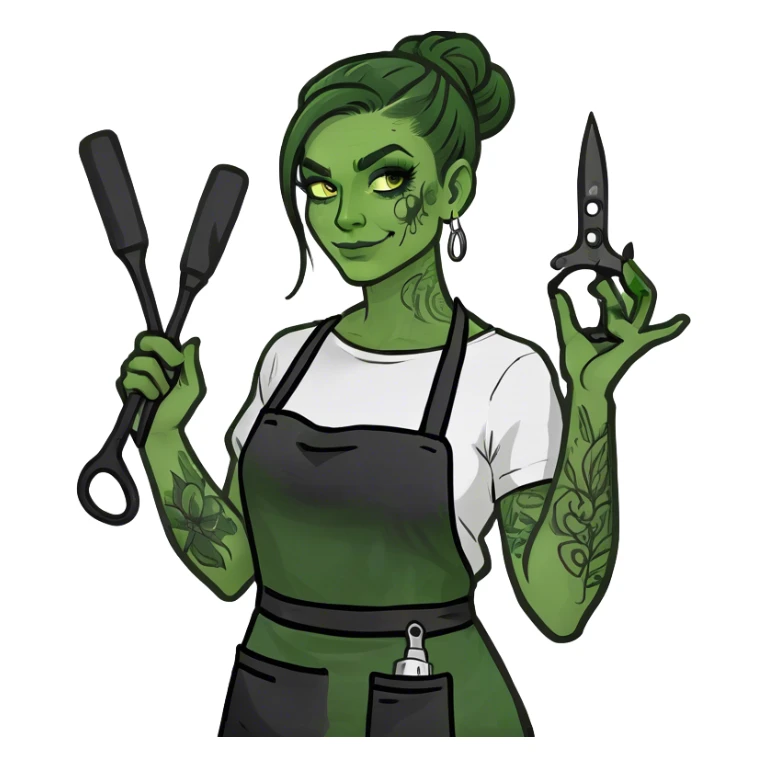 Dark haired female tattoo artist  sticker