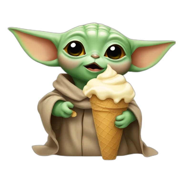 Baby yoda eating ice cream sticker