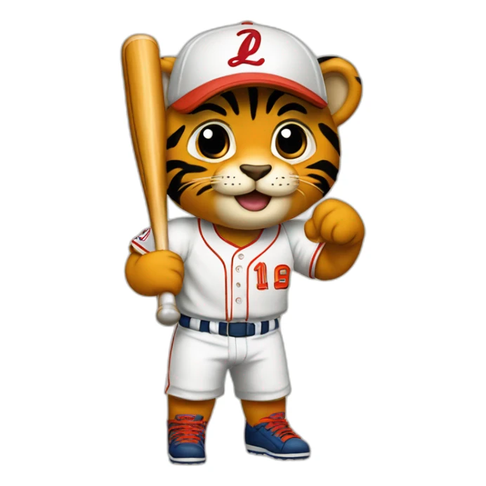 Tigre con camiseta de beisbol y la letra L sticker