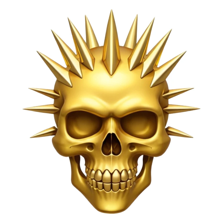gold skull with spikes all around sticker